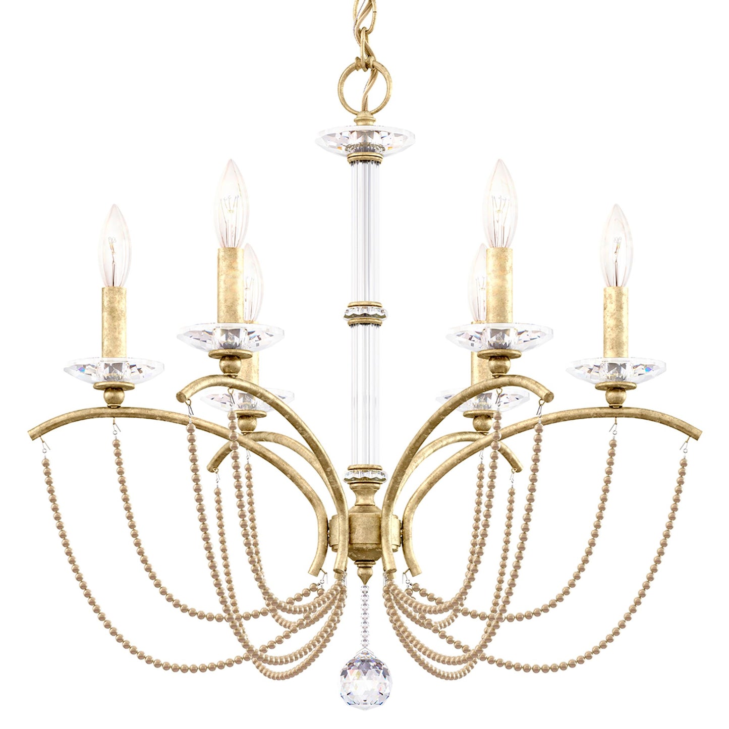 Priscilla 23.5"H x 23.5"W 6-Light Crystal Chandelier in Heirloom