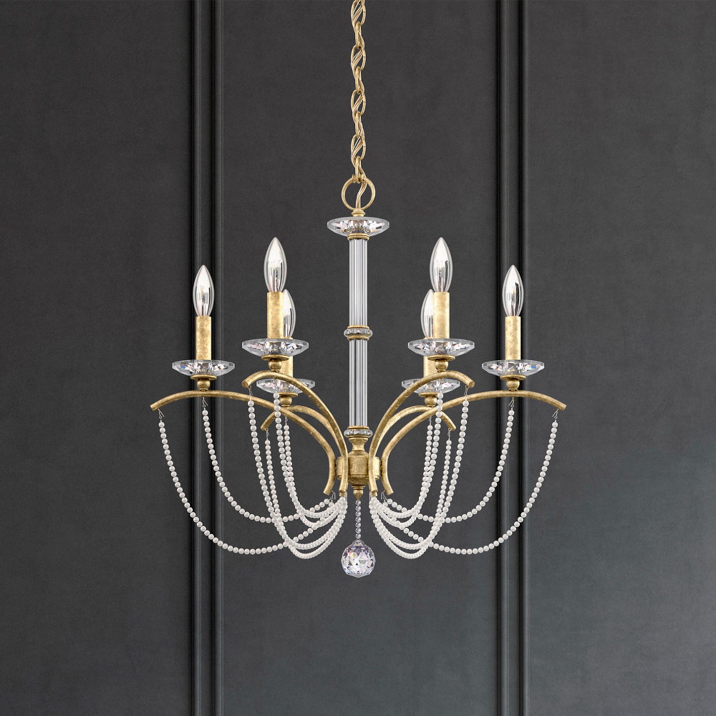 Priscilla 23.5"H x 23.5"W 6-Light Crystal Chandelier in Heirloom