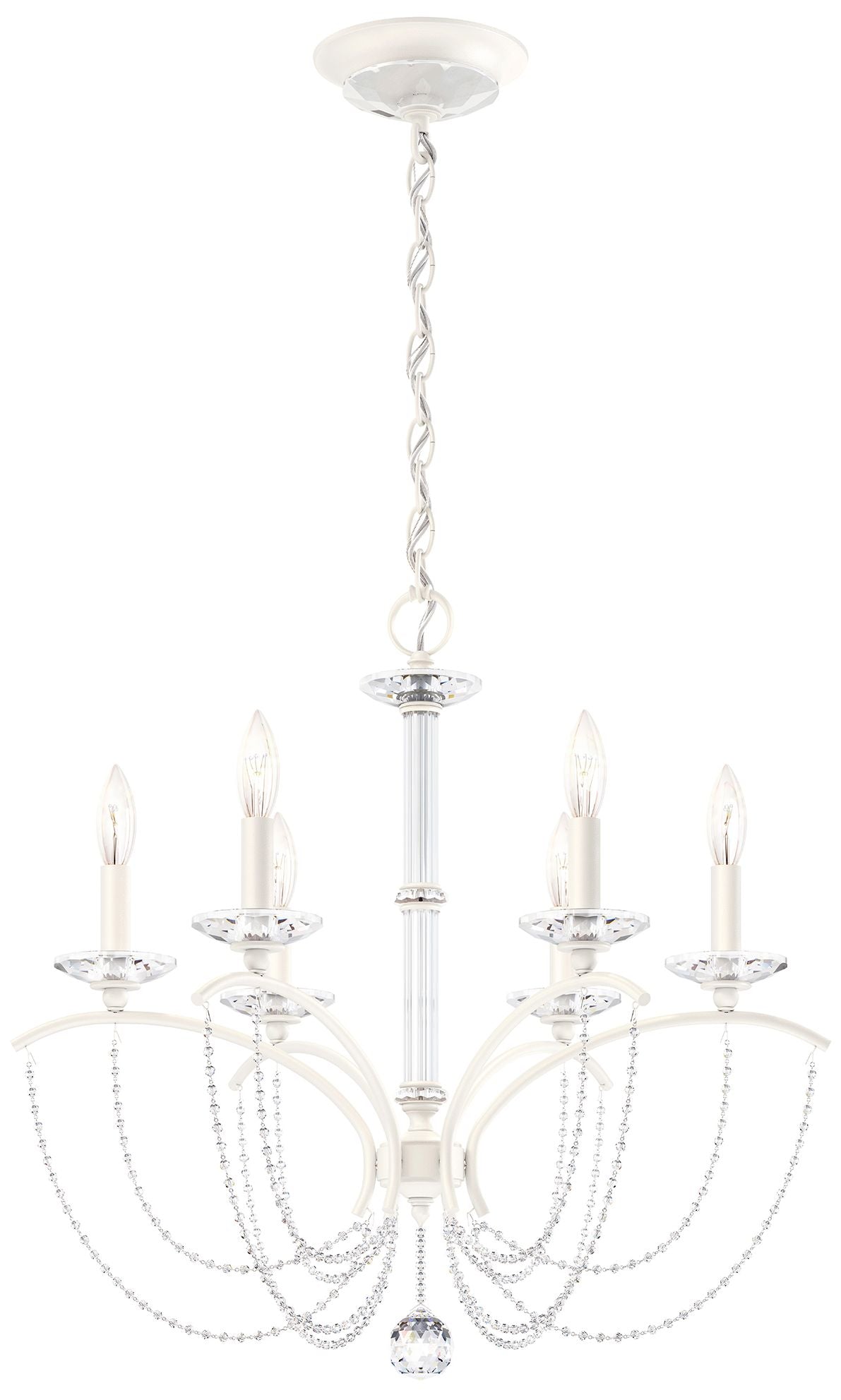 Priscilla 23.5"H x 23.5"W 6-Light Crystal Chandelier in White