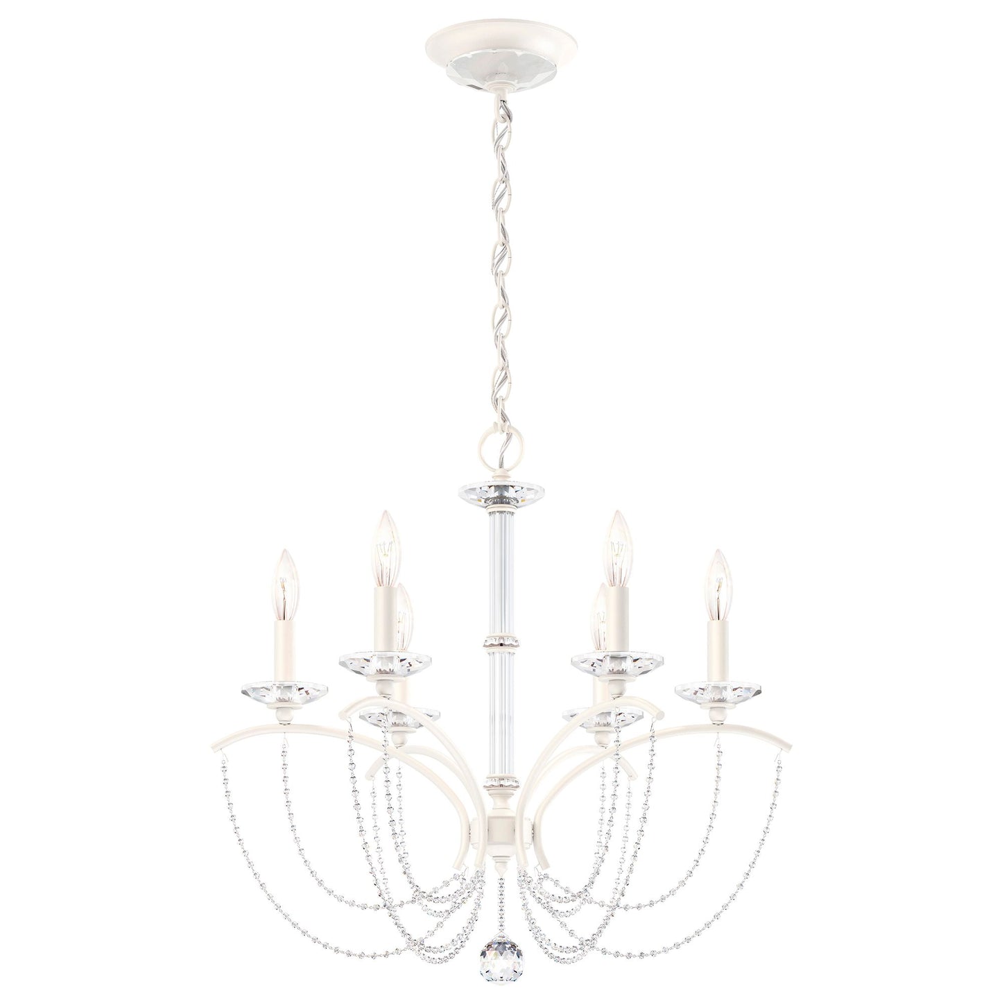 Priscilla 23.5"H x 23.5"W 6-Light Crystal Chandelier in White