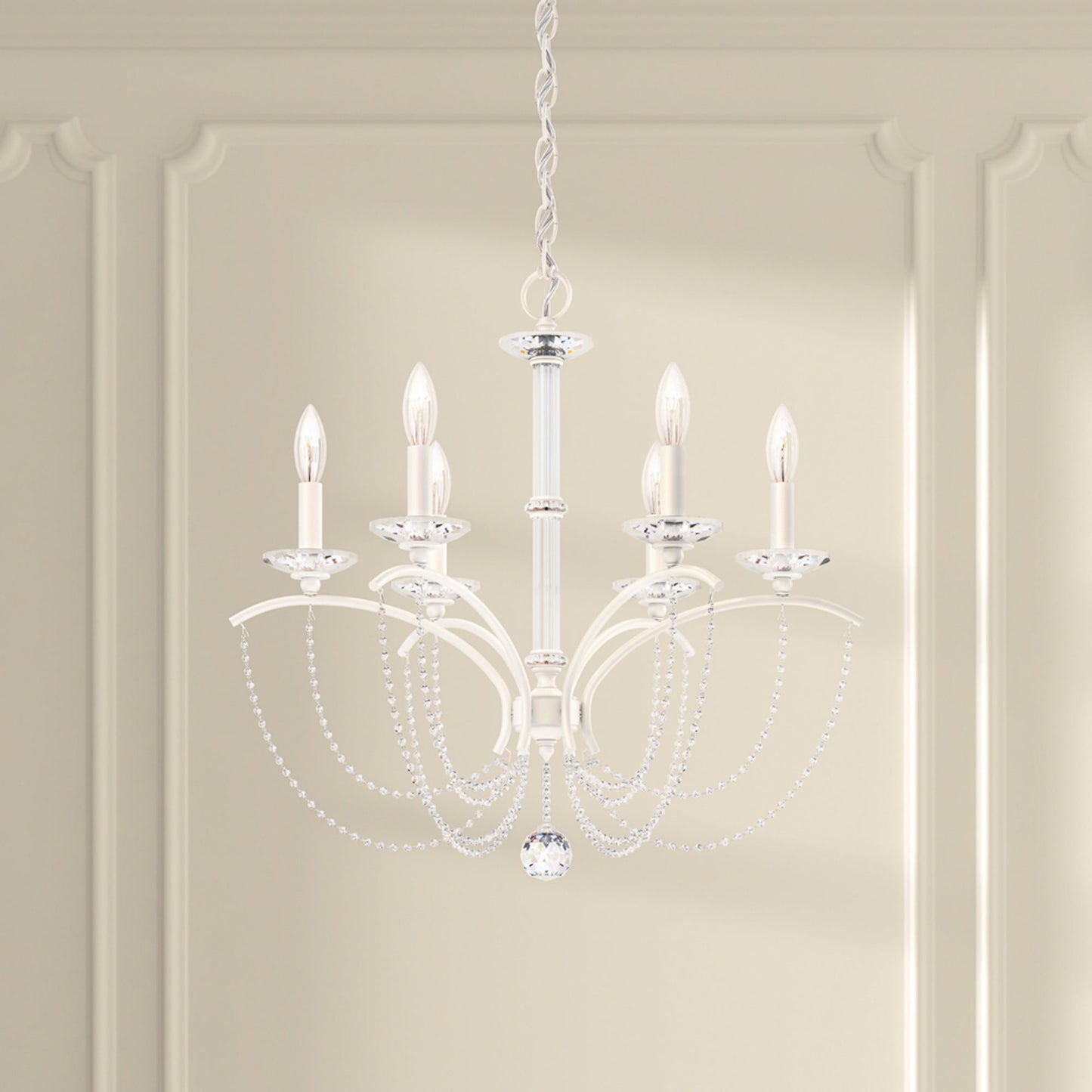 Priscilla 23.5"H x 23.5"W 6-Light Crystal Chandelier in White