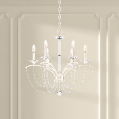 Priscilla 23.5"H x 23.5"W 6-Light Crystal Chandelier in White