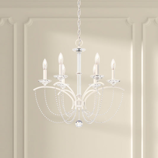 Priscilla 23.5"H x 23.5"W 6-Light Crystal Chandelier in White
