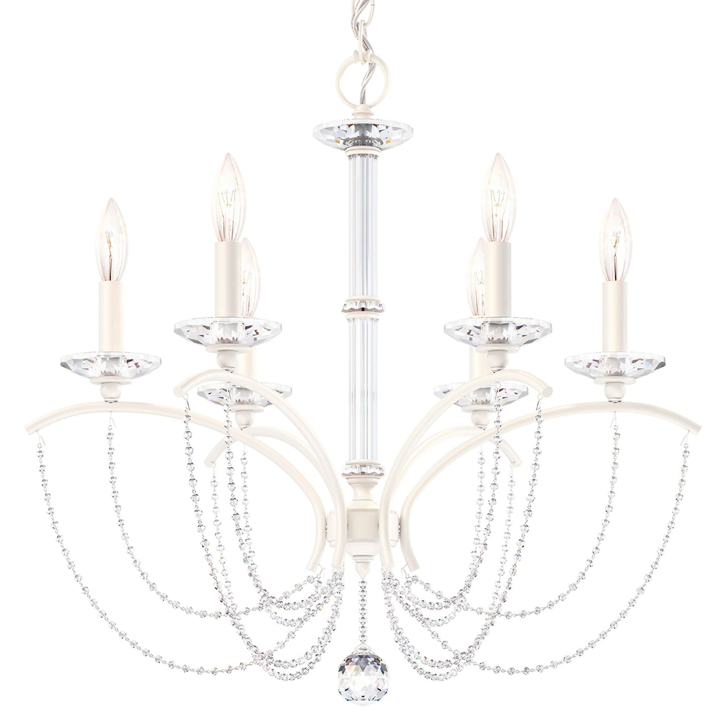 Priscilla 23.5"H x 23.5"W 6-Light Crystal Chandelier in White