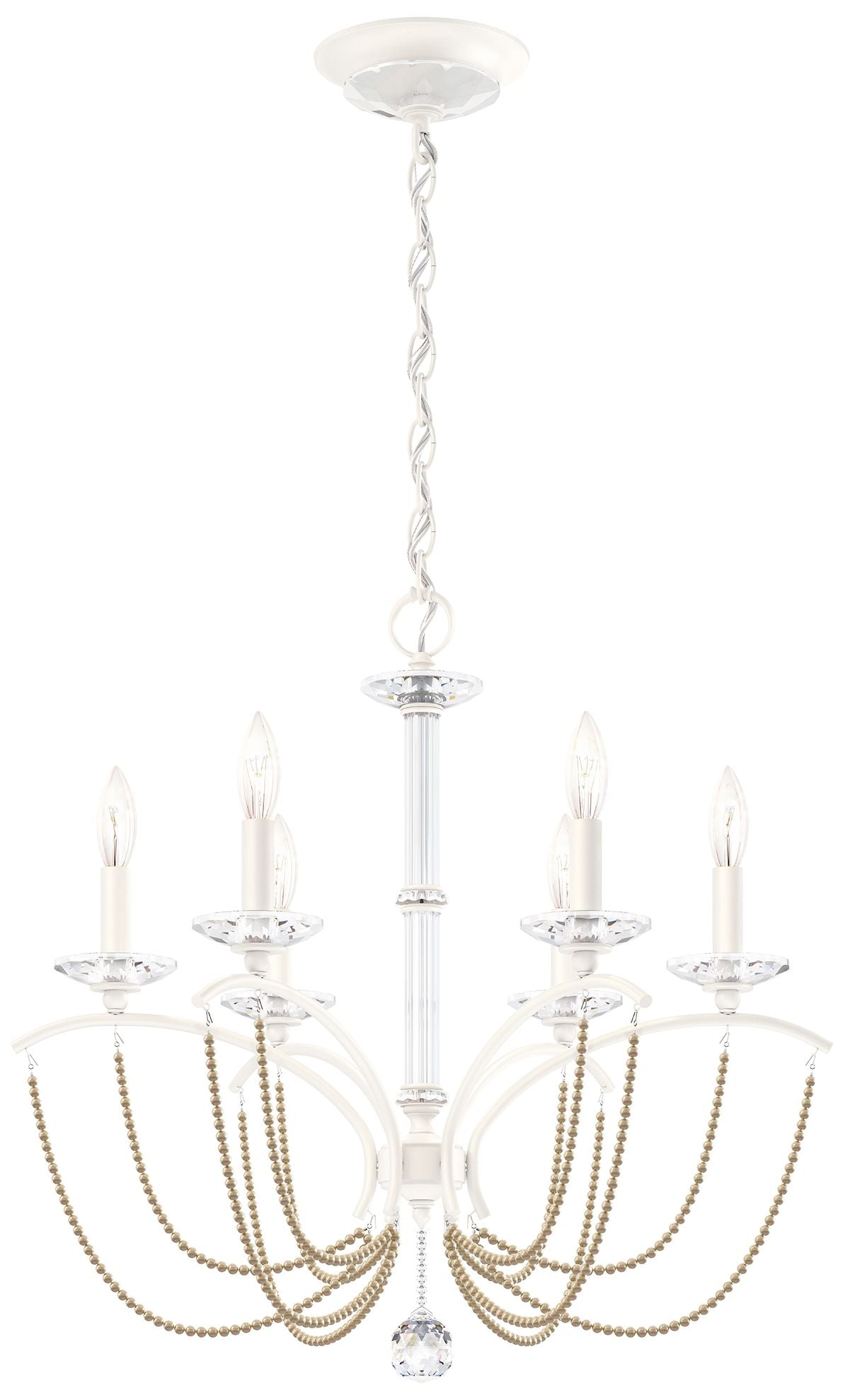 Priscilla 23.5"H x 23.5"W 6-Light Crystal Chandelier in White