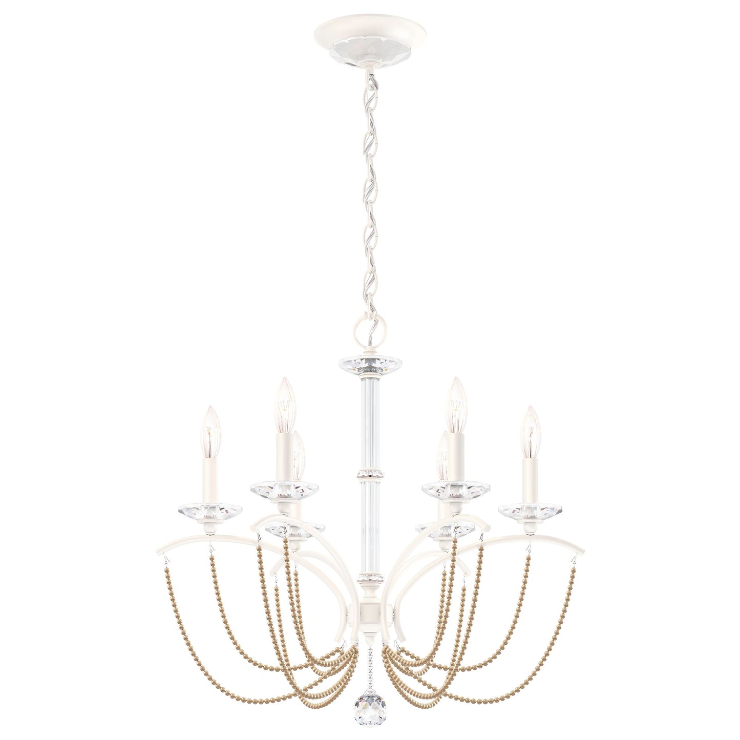 Priscilla 23.5"H x 23.5"W 6-Light Crystal Chandelier in White