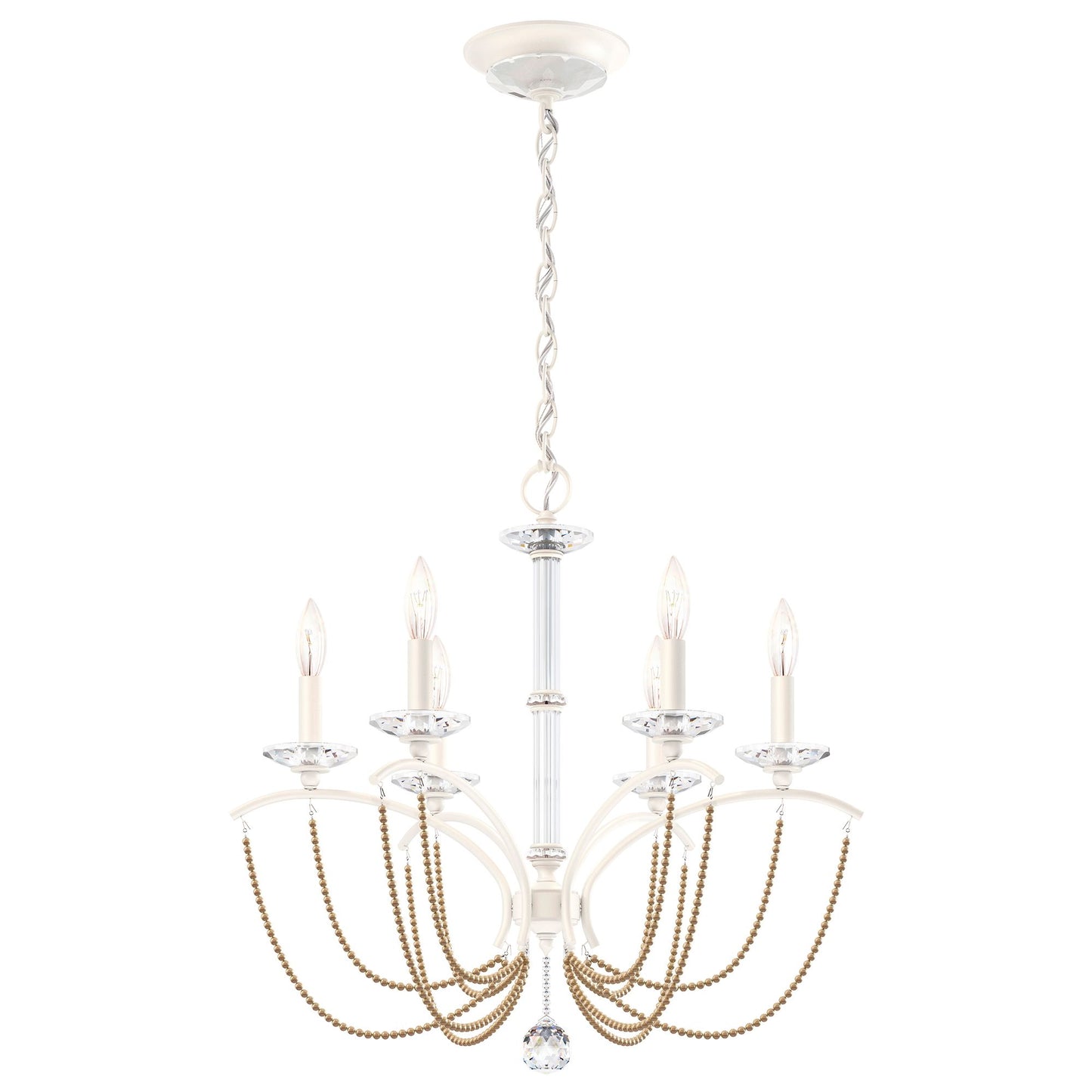 Priscilla 23.5"H x 23.5"W 6-Light Crystal Chandelier in White