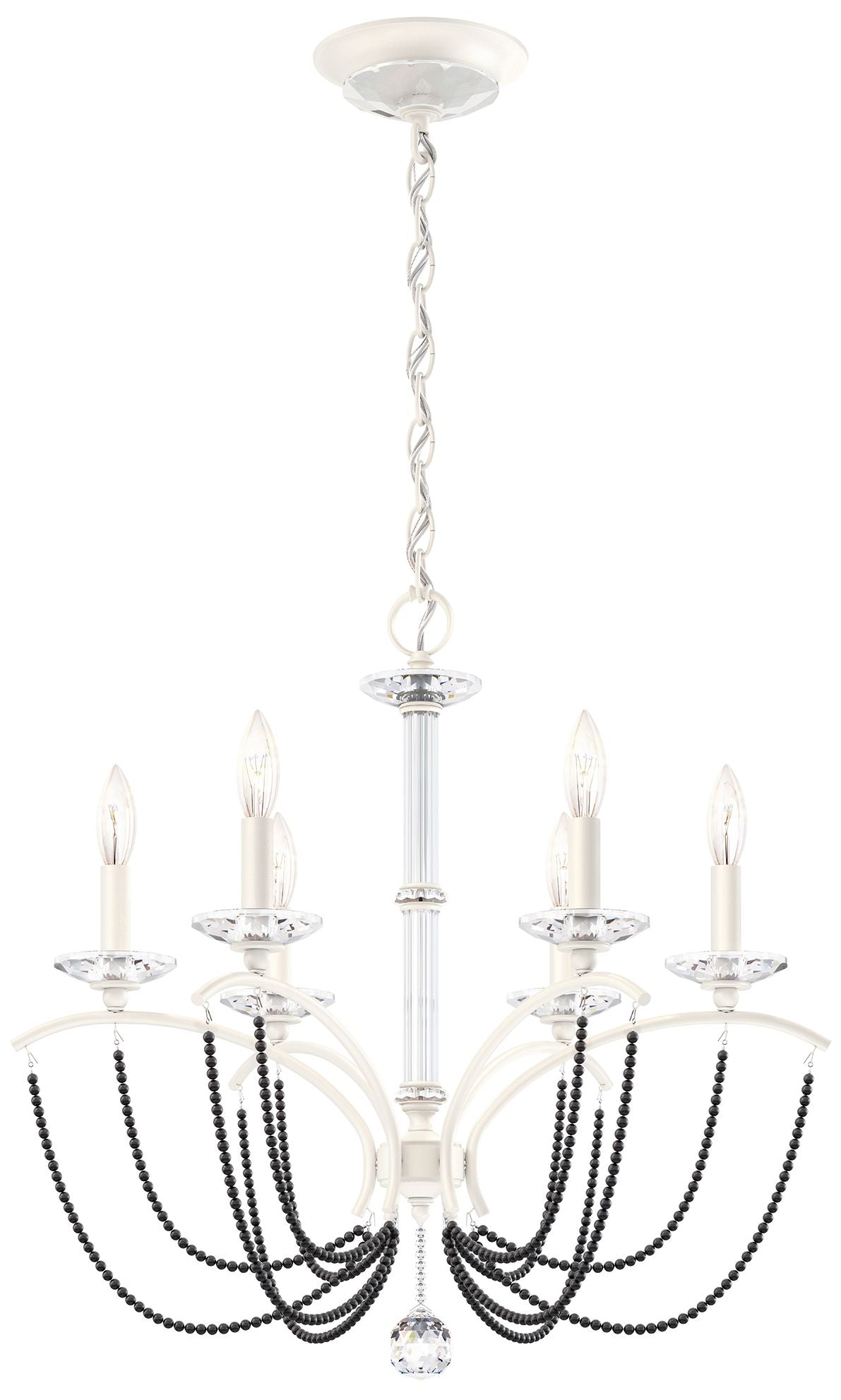 Priscilla 23.5"H x 23.5"W 6-Light Crystal Chandelier in White