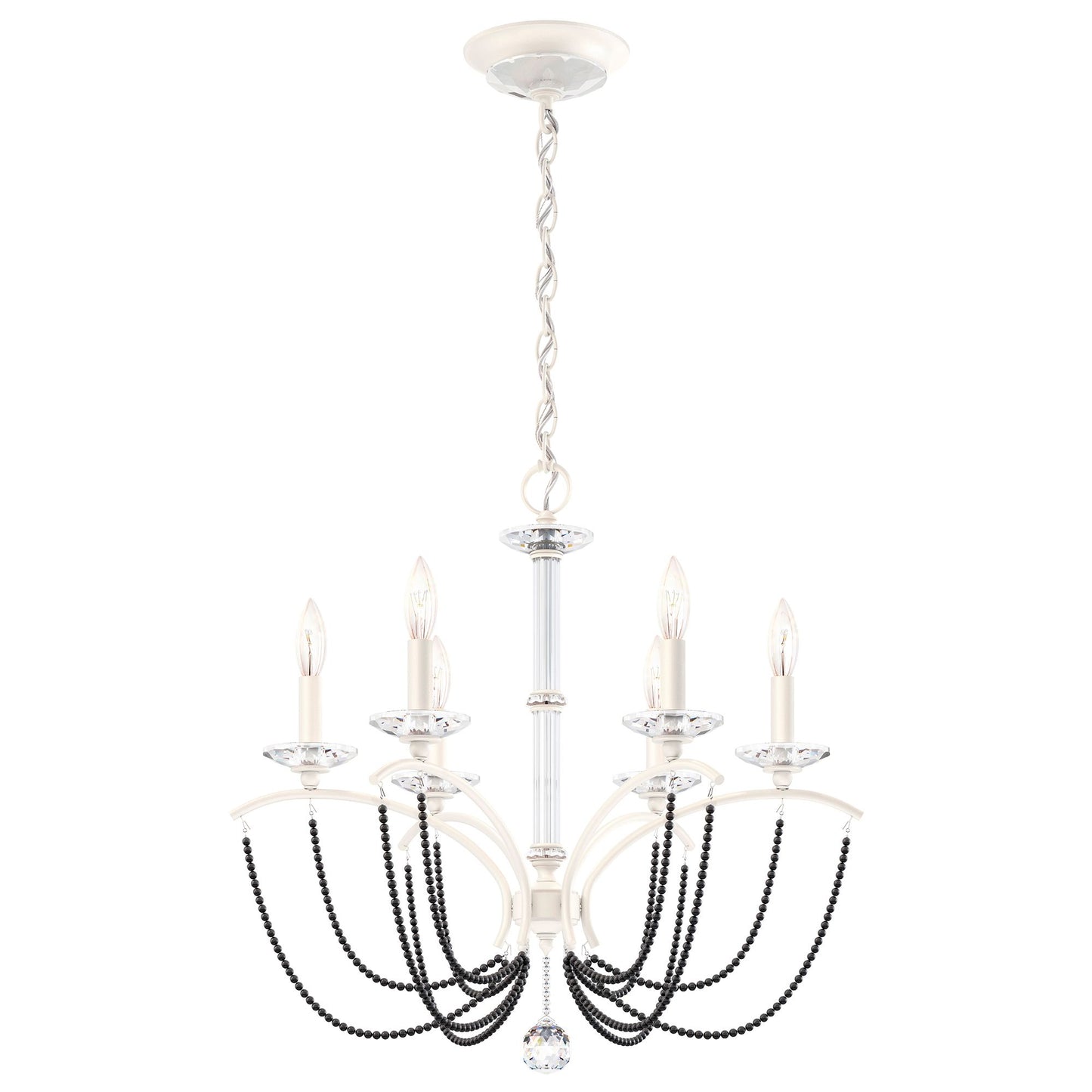 Priscilla 23.5"H x 23.5"W 6-Light Crystal Chandelier in White