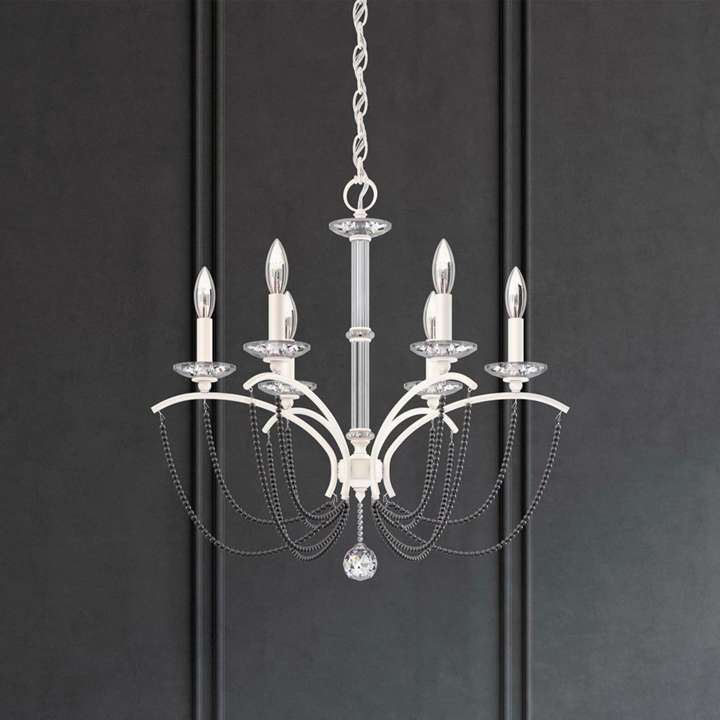 Priscilla 23.5"H x 23.5"W 6-Light Crystal Chandelier in White