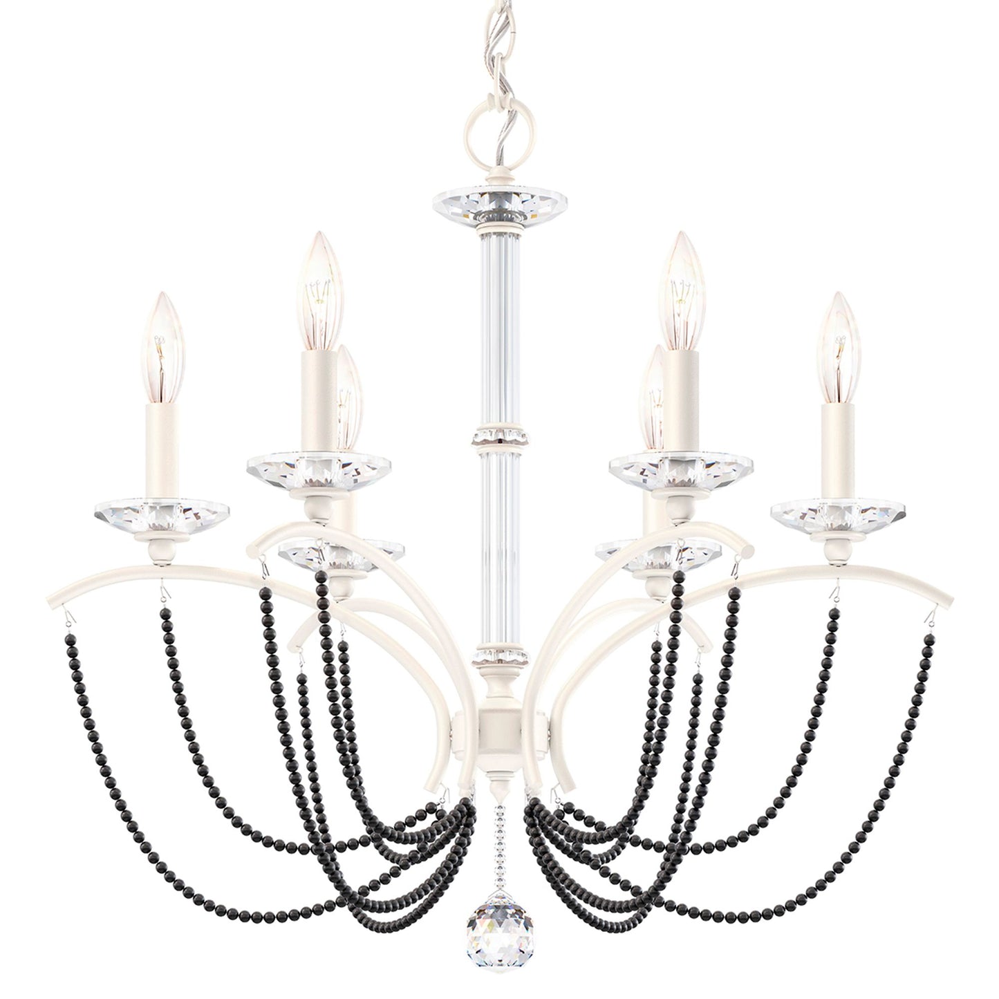 Priscilla 23.5"H x 23.5"W 6-Light Crystal Chandelier in White