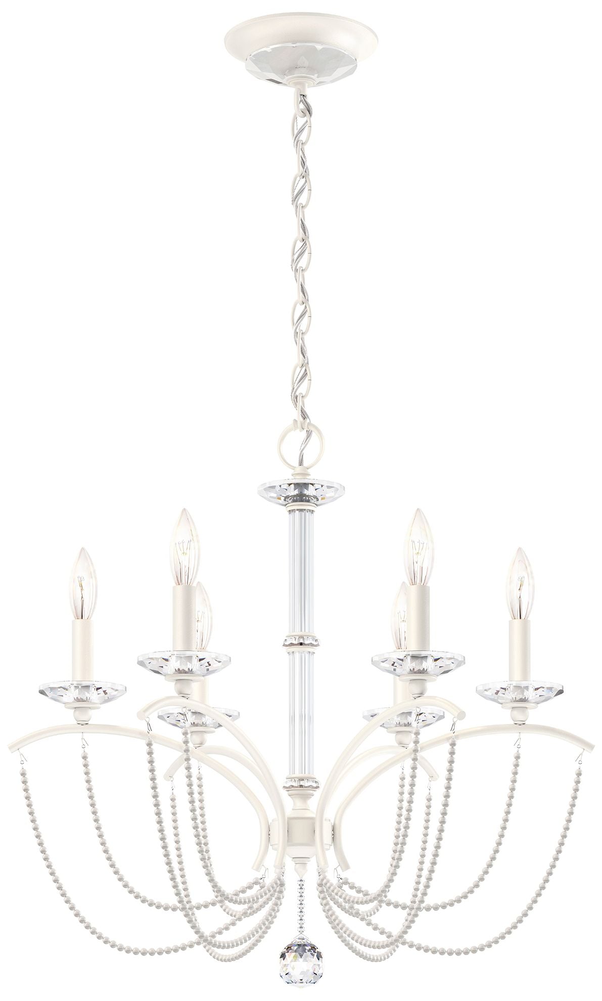 Priscilla 23.5"H x 23.5"W 6-Light Crystal Chandelier in White