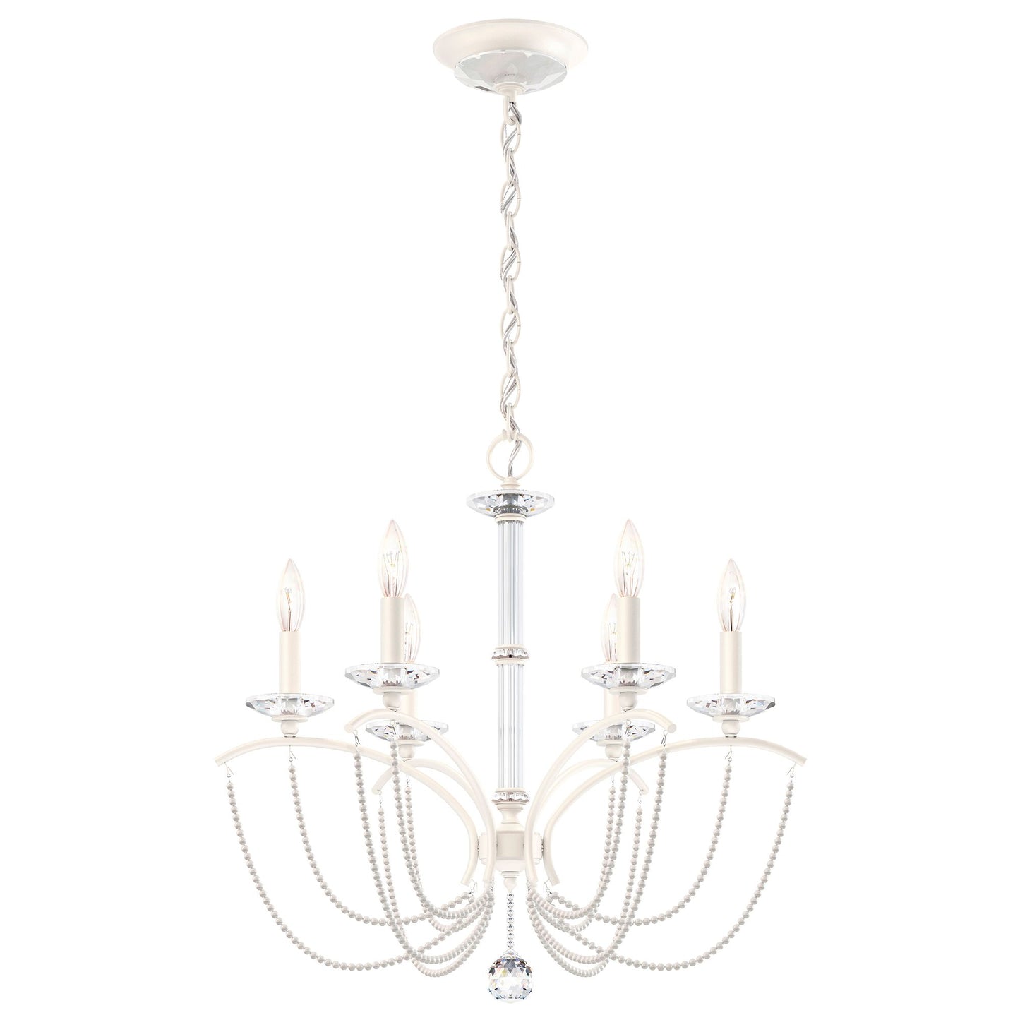 Priscilla 23.5"H x 23.5"W 6-Light Crystal Chandelier in White