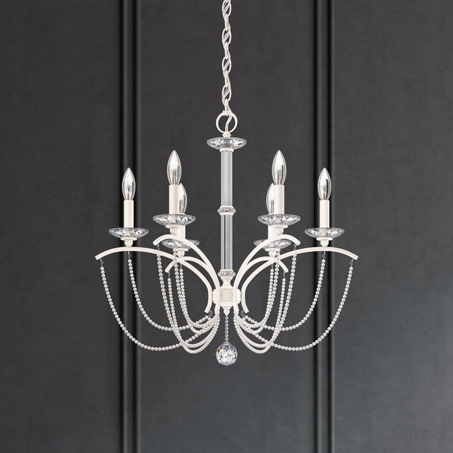 Priscilla 23.5"H x 23.5"W 6-Light Crystal Chandelier in White