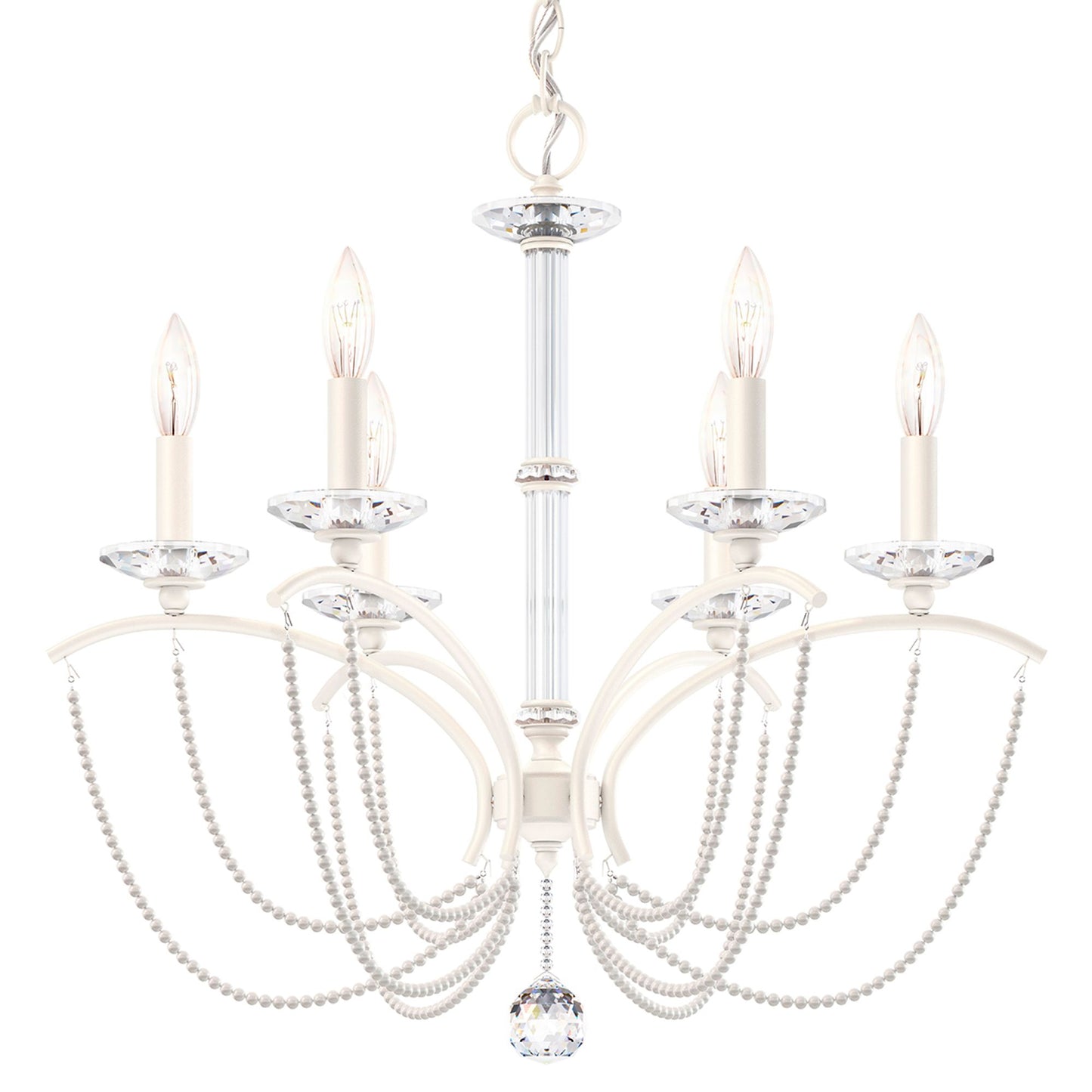 Priscilla 23.5"H x 23.5"W 6-Light Crystal Chandelier in White