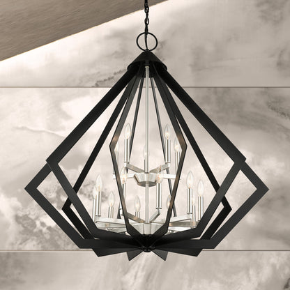 Prism 15 Light Black Foyer Chandelier