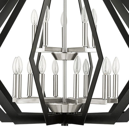 Prism 15 Light Black Foyer Chandelier