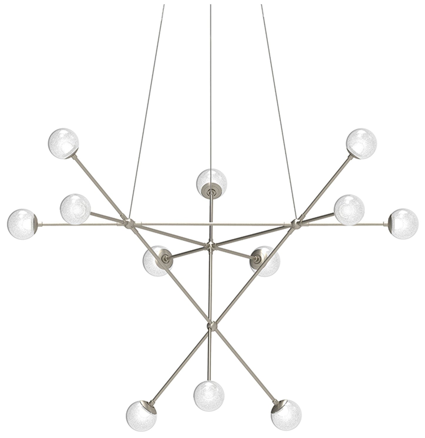 Proton Alpha 40" Wide Satin Nickel LED Pendant With White Crushed Glas