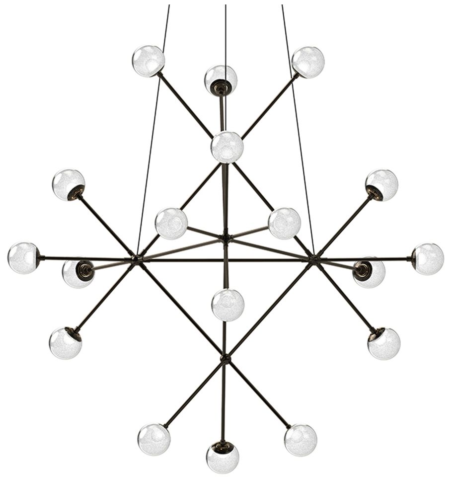 Proton Beta LED Pendant - Polished Black Nickel - White Crushed Glass