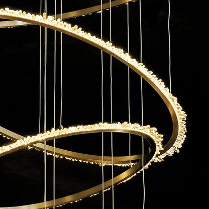 Quartz Halo 7 Ring Gold Chandelier