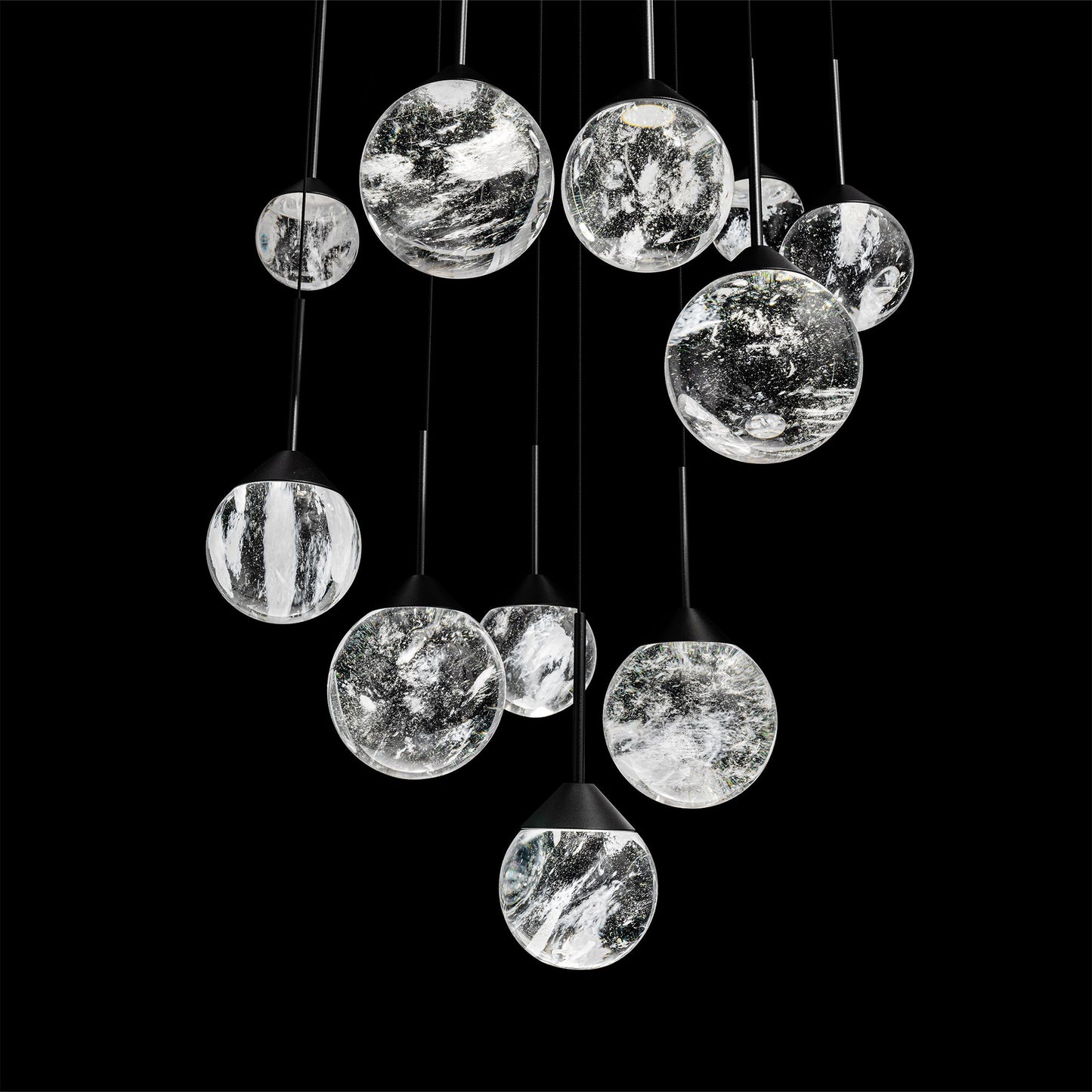 Quest 8"H x 20"W 13-Light Crystal Multi-Light Pendant in Aged Bra