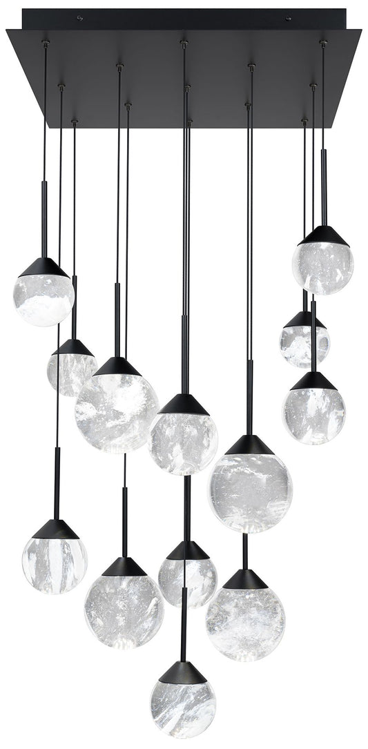 Quest 8"H x 20"W 13-Light Crystal Multi-Light Pendant in Black