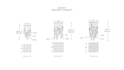 Quest 8"H x 20"W 13-Light Crystal Multi-Light Pendant in Black