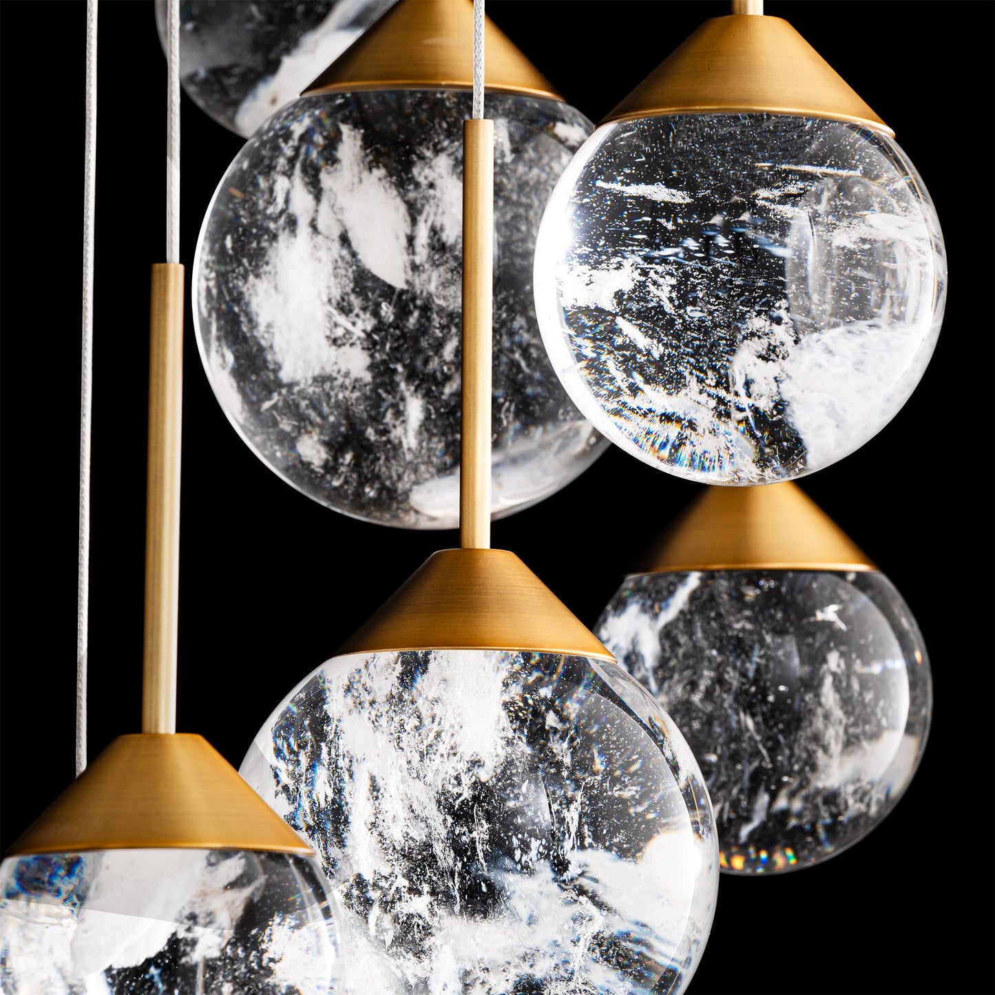 Quest 8"H x 23"W 15-Light Crystal Multi-Light Pendant in Aged Bra