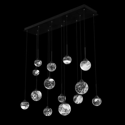 Quest 8"H x 40"W 14-Light Crystal Multi-Light Pendant in Black