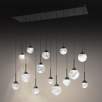 Quest 8"H x 40"W 14-Light Crystal Multi-Light Pendant in Black