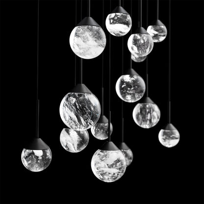 Quest 8"H x 40"W 14-Light Crystal Multi-Light Pendant in Black