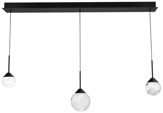 Quest 8"H x 40"W 3-Light Crystal Multi-Light Pendant in Black