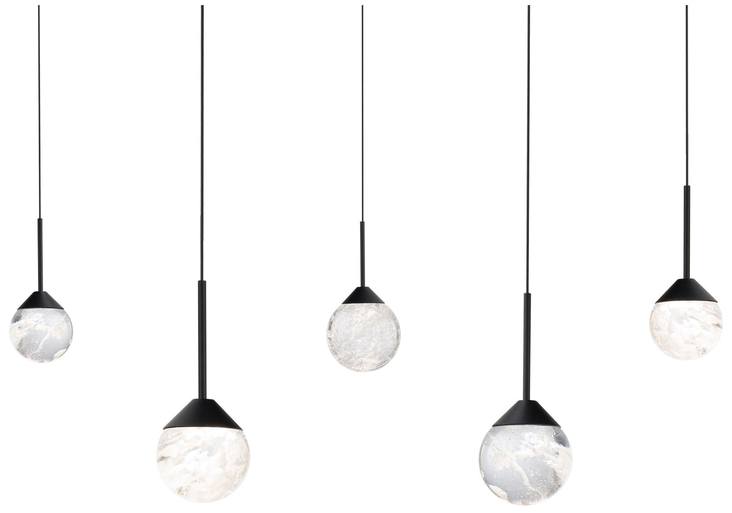 Quest 8"H x 40"W 5-Light Crystal Multi-Light Pendant in Black