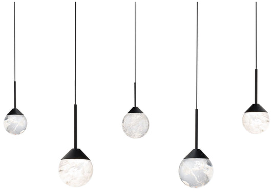 Quest 8"H x 40"W 5-Light Crystal Multi-Light Pendant in Black