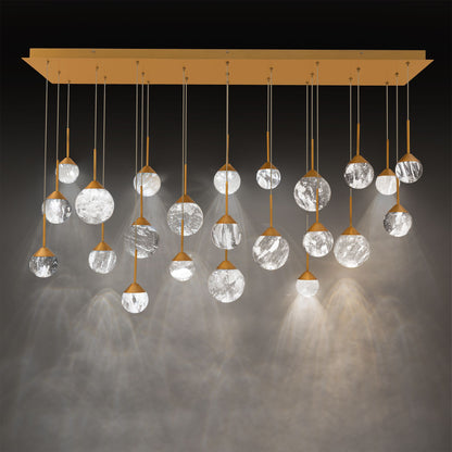 Quest 8"H x 53"W 23-Light Crystal Multi-Light Pendant in Aged Bra