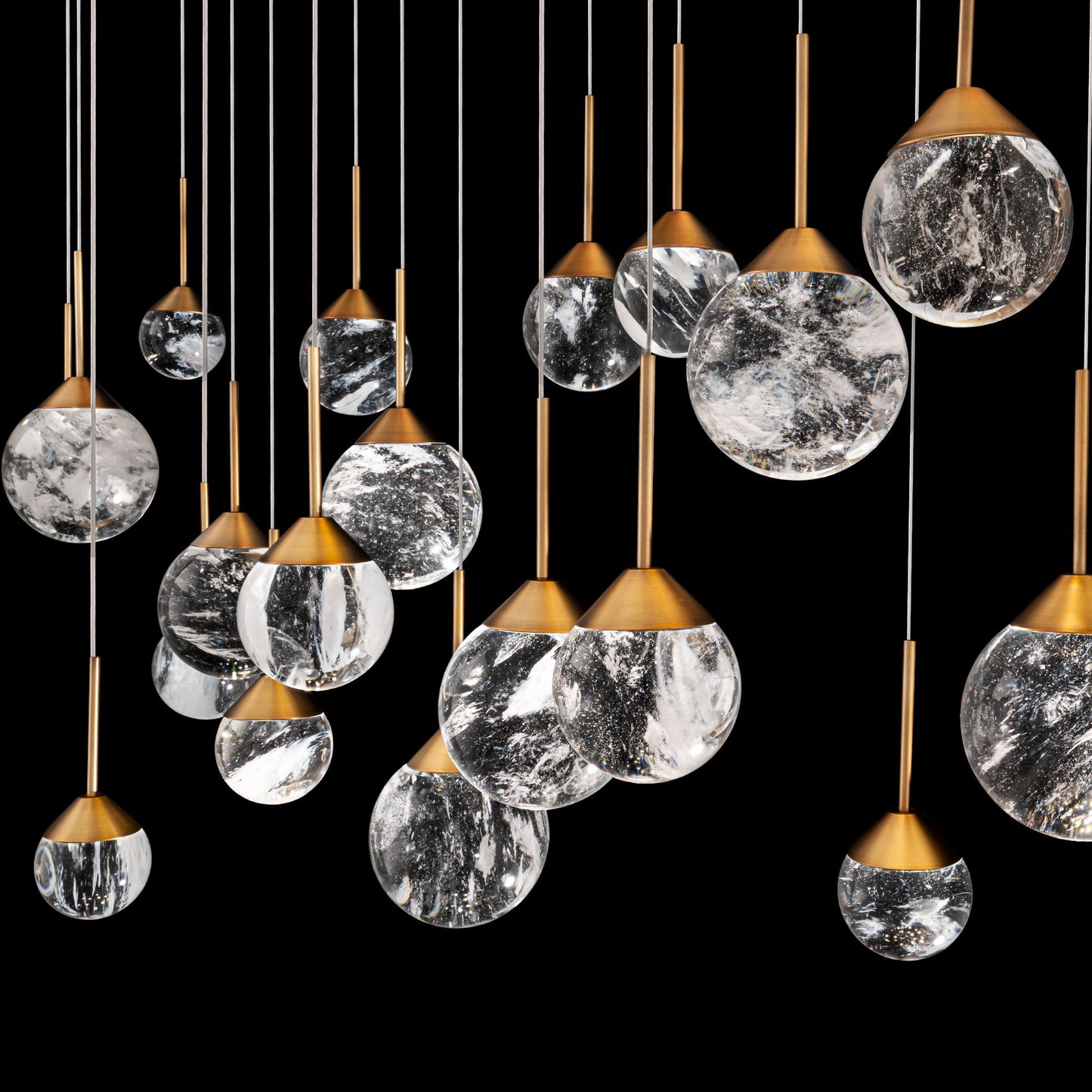 Quest 8"H x 53"W 23-Light Crystal Multi-Light Pendant in Aged Bra