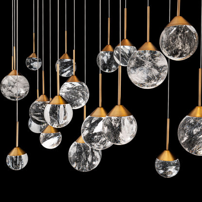 Quest 8"H x 53"W 23-Light Crystal Multi-Light Pendant in Aged Bra