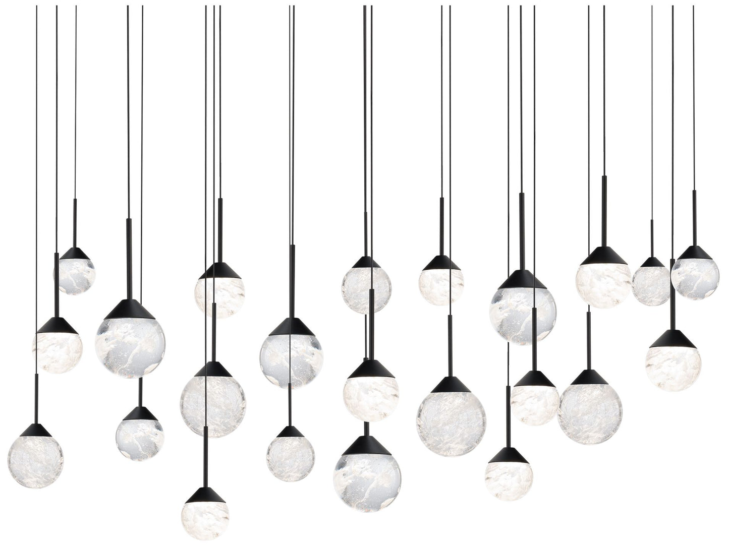 Quest 8"H x 53"W 23-Light Crystal Multi-Light Pendant in Black