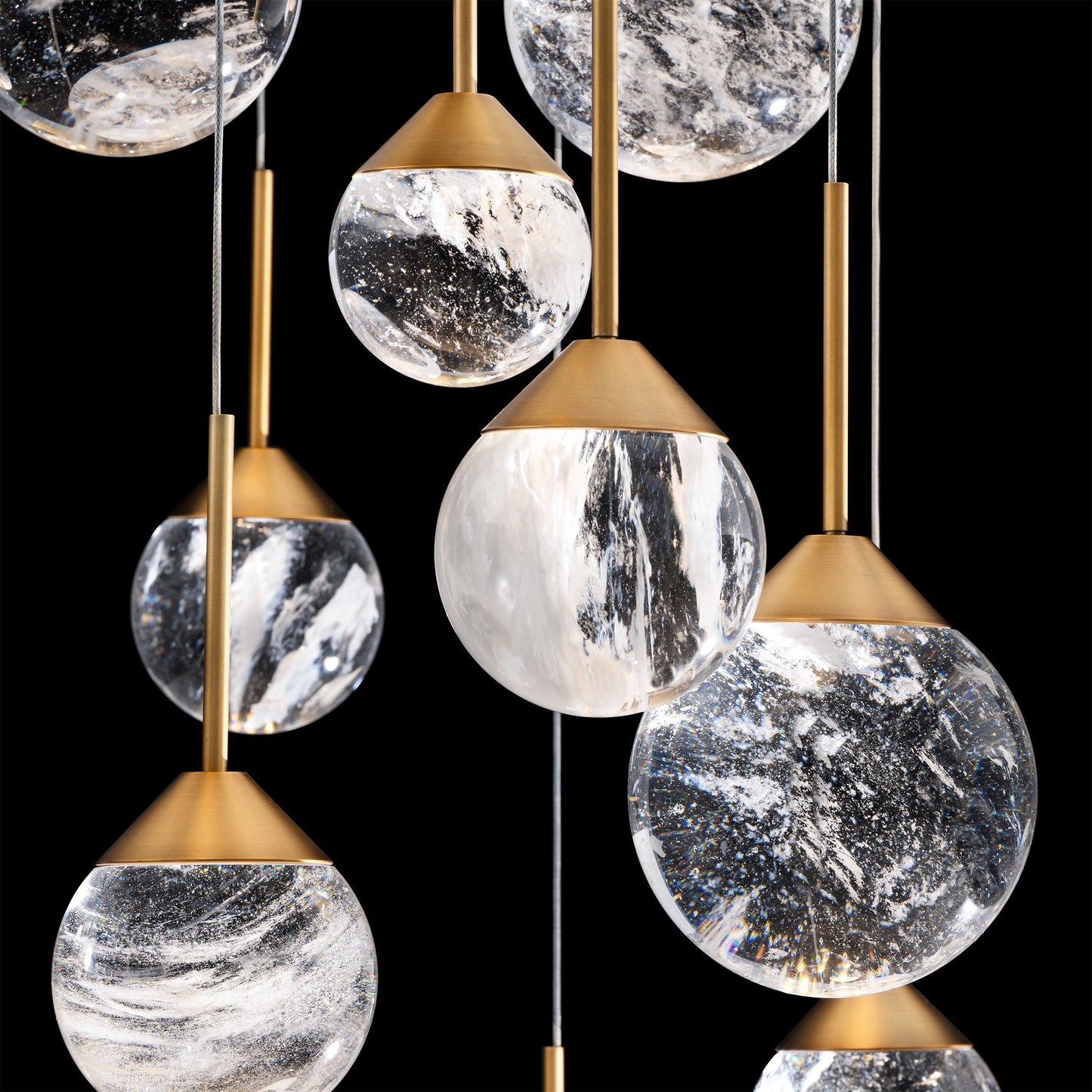 Quest 8"H x 53"W 23-Light Crystal Multi-Light Pendant in Black