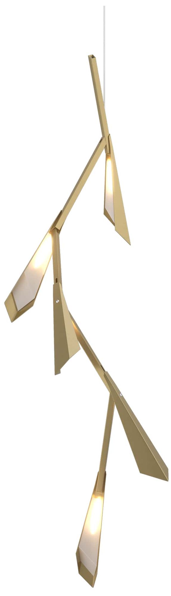 Quill 16" Wide Modern Brass Vertical LED Pendant With Modern Brass Sha