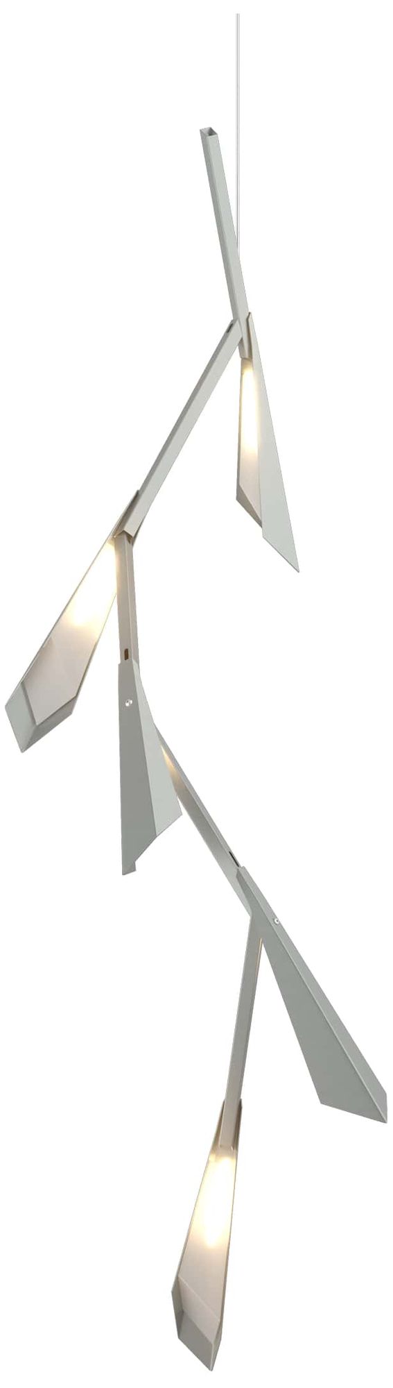 Quill 16"W Vintage Platinum Vertical LED Pendant With Platinum Shade