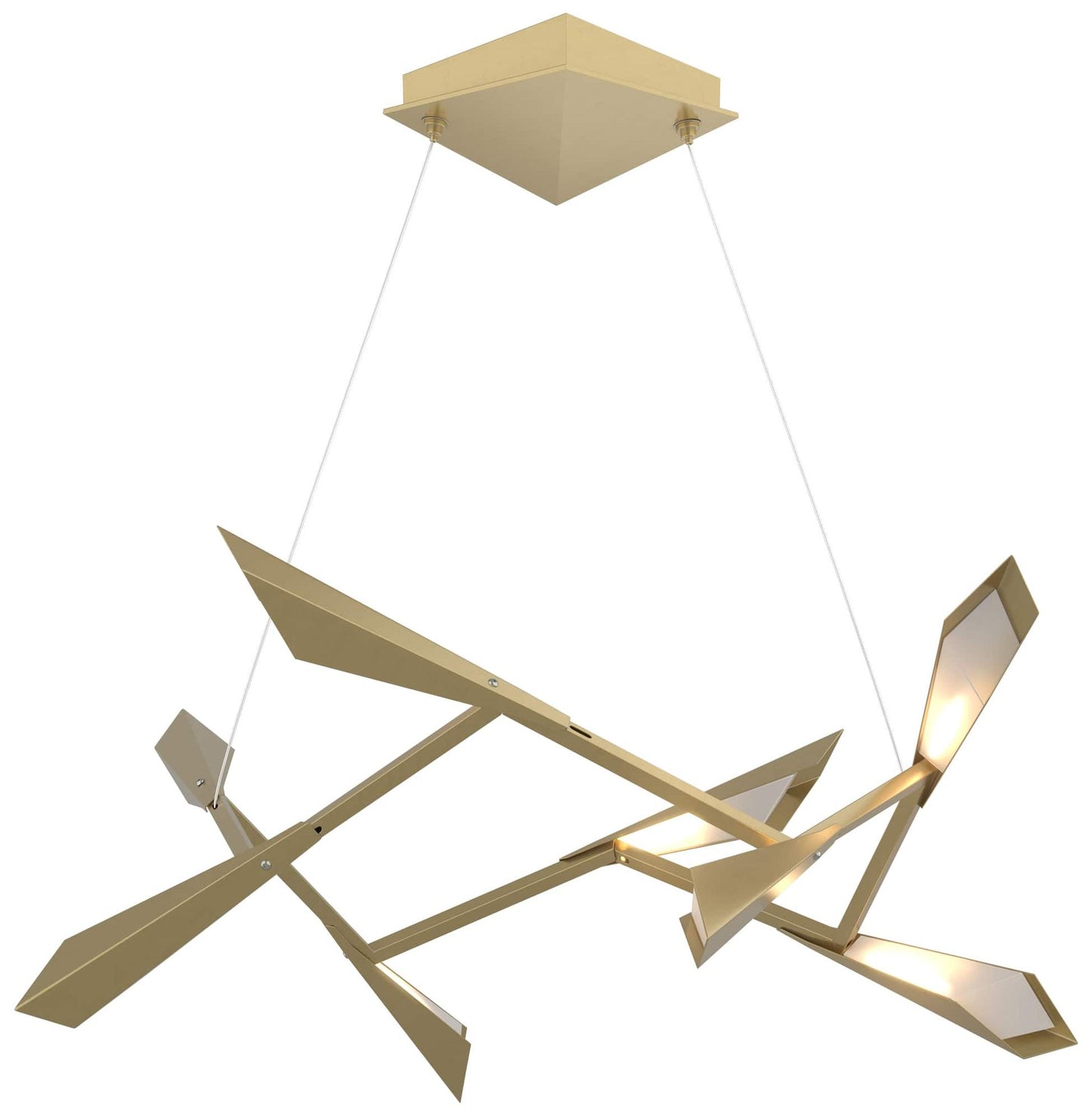 Quill 33.9"W Modern Brass Horizontal LED Pendant With Modern Brass Sha