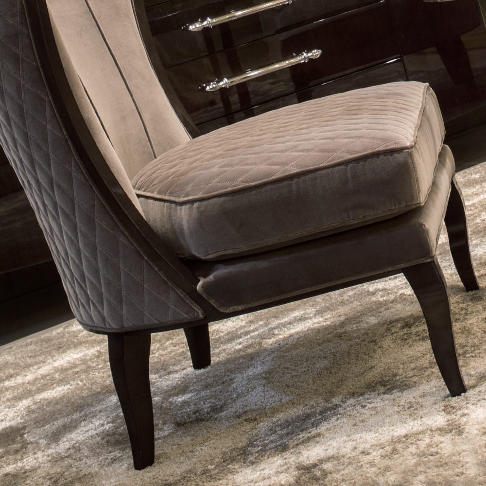 Quilted Italian Walnut Wing Chair