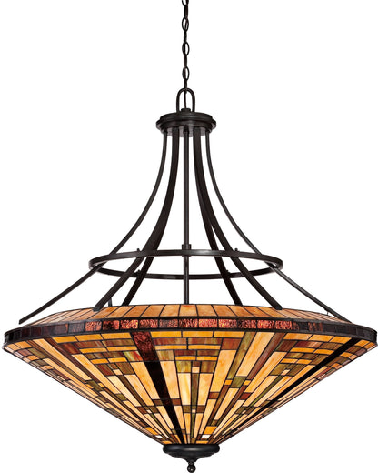 Stephen 40" Wide Vintage Bronze Mission Glass Pendant