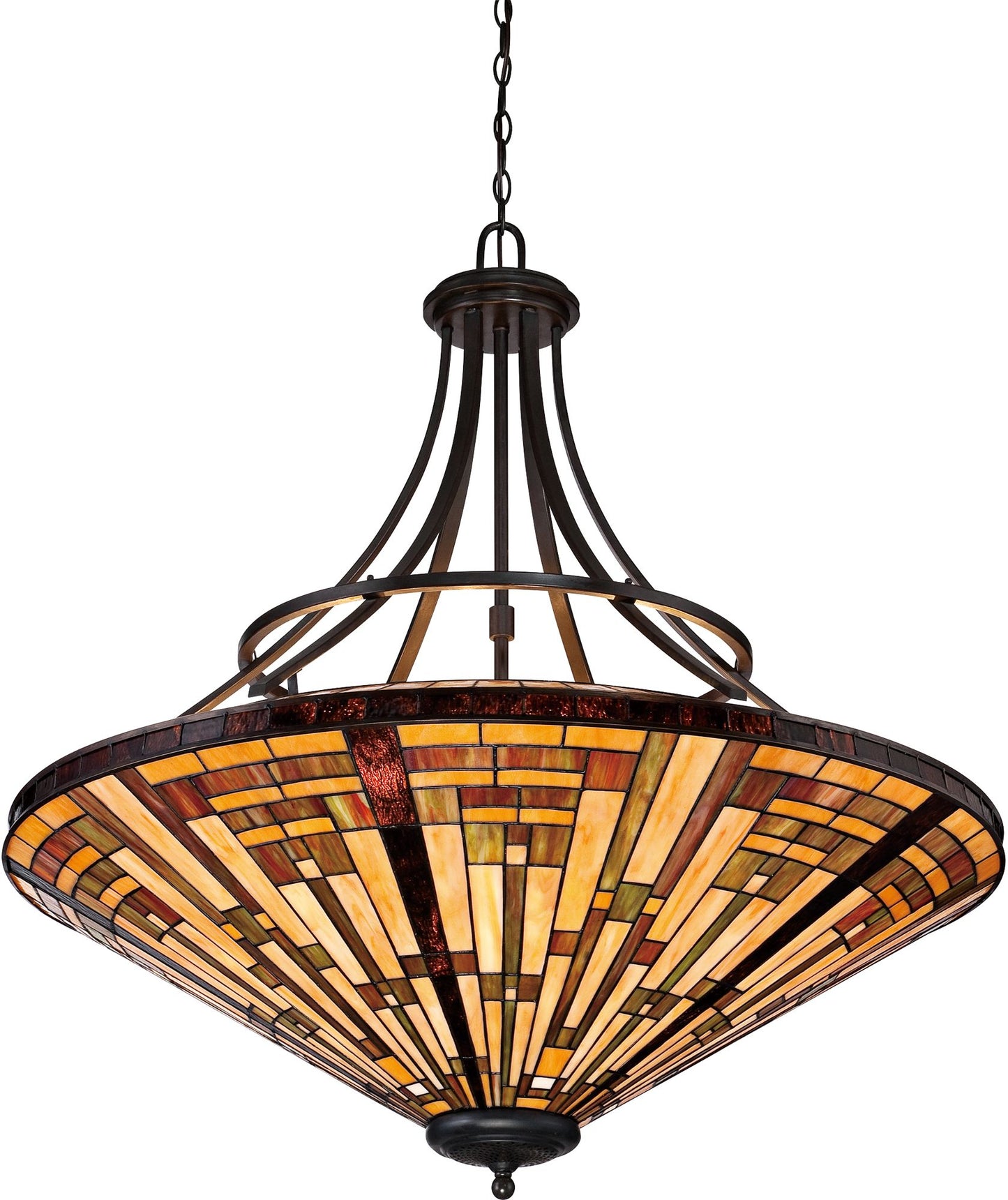 Stephen 40" Wide Vintage Bronze Mission Glass Pendant