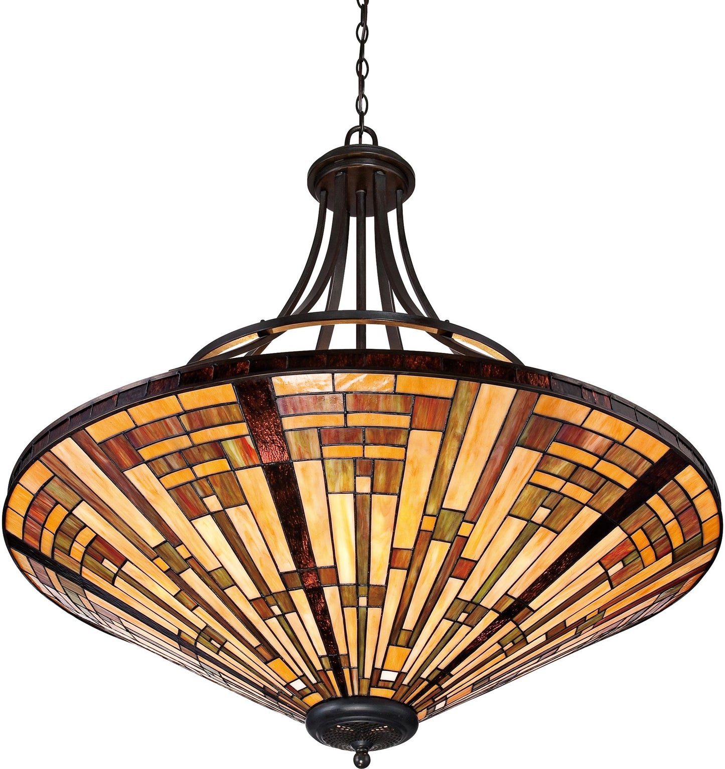 Stephen 40" Wide Vintage Bronze Mission Glass Pendant