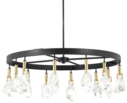 Rare Elements 32" Wide Sand Coal 12-Light LED Chandelier