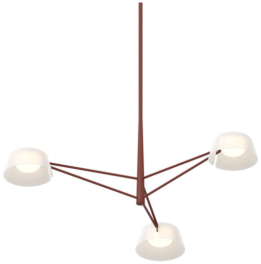 Ray 35.75"W 3-Light Oxide Red Frame Round Chandelier With Opal White S