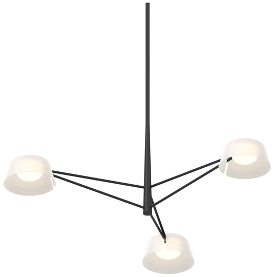 Ray 35.75"W 3-Light Satin Black Frame Round Chandelier w/ Opal White S