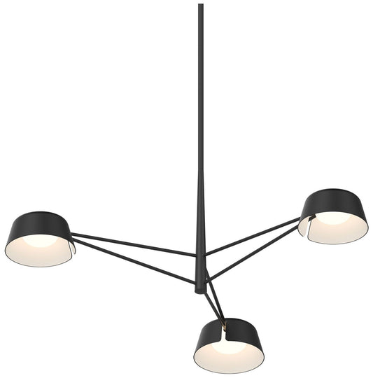 Ray 35.75"W 3-Light Satin Black Frame Round Chandelier w/ Satin Black